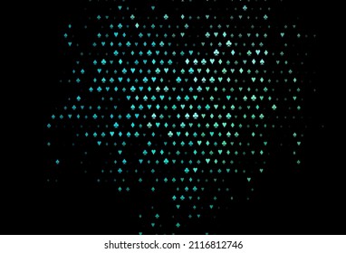 Dark blue, green vector pattern with symbol of cards. Illustration with set of hearts, spades, clubs, diamonds. Pattern for ads of parties, events in Vegas.