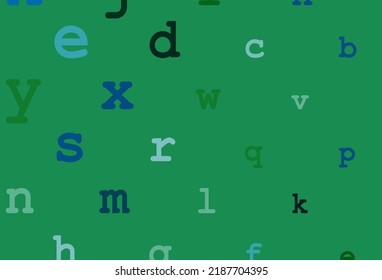 Dark Blue, Green Vector Pattern With ABC Symbols. Shining Illustration With ABC Symbols On Abstract Template. Best Design For Your Ad, Poster, Banner Of College.