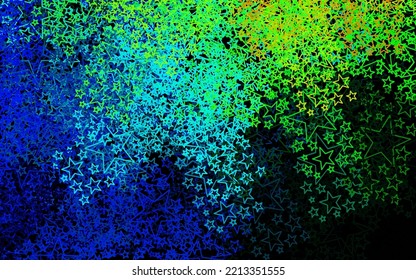 Dark Blue, Green vector pattern with christmas stars. Decorative shining illustration with stars on abstract template. Pattern for futuristic ad, booklets.