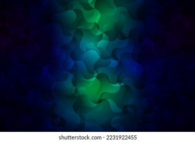 Dark Blue, Green vector pattern with bent lines. Colorful geometric sample with gradient lines.  Simple template for your design.