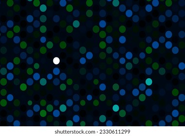Dark Blue, Green vector pattern with spheres. Blurred decorative design in abstract style with bubbles. Completely new template for your brand book.