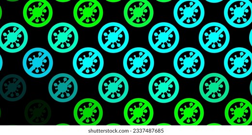 Azul oscuro, patrón vectorial verde con elementos coronavirus. Diseño simple en estilo abstracto con formas de infección. Mejor diseño para eventos de cuarentena.