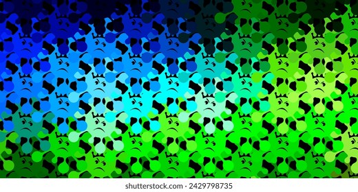 Dark blue, green vector pattern with coronavirus elements. Simple design in abstract style with infection forms. Wallpaper for health protection.