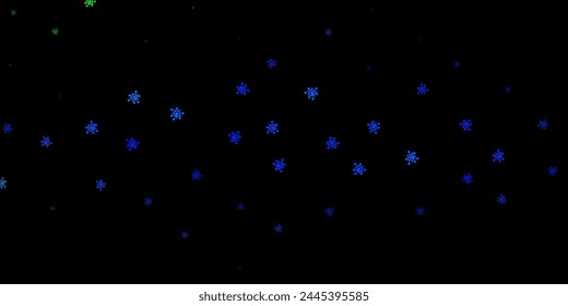 Dark blue, green vector pattern with coronavirus elements. Colorful  gradient illness symbols in simple abstract style. Simple drawing against danger fever.