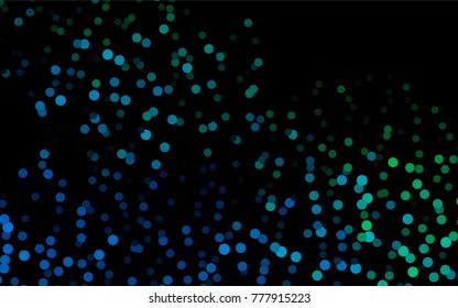 Dark Blue, Green vector pattern with colored spheres. Geometric sample of repeating circles on white background in halftone style.