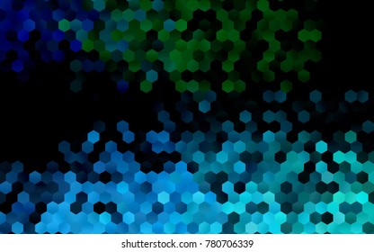 Dark Blue, Green vector pattern. Hexagonal template. Geometric sample. Repeating hexagon shapes. Brand-New texture for your design. Pattern can be used for background