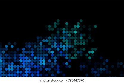 Dark Blue, Green vector pattern with colored spheres. Geometric sample of repeating circles on white background in halftone style.
