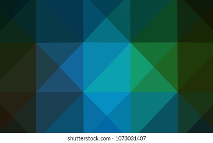 Dark Blue, Green vector polygon abstract background. Triangular geometric sample with gradient.  The polygonal design can be used for your web site.