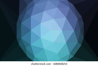 Dark Blue, Green vector polygon abstract layout with a gem in a centre. Polygonal abstract illustration with gradient. Best triangular design for your business.