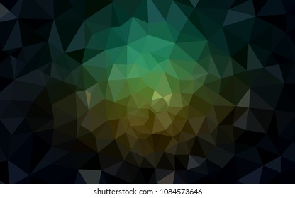 Dark Blue, Green vector polygon abstract background. Triangular geometric sample with gradient.  Brand new style for your business design.