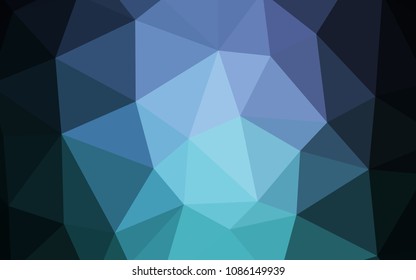 Dark Blue, Green vector polygon abstract background. Glitter abstract illustration with an elegant triangles. Completely new template for your banner.