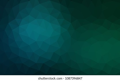 Dark Blue, Green vector polygon abstract background. Shining colorful illustration with triangles. Template for cell phone's backgrounds.