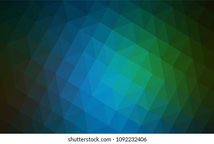 Dark Blue, Green vector polygon abstract backdrop. Geometric illustration in Origami style with gradient.  Triangular pattern for your design.