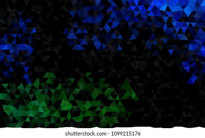 Dark Blue, Green vector polygon abstract pattern. Creative illustration in halftone style with gradient. The polygonal design can be used for your web site.