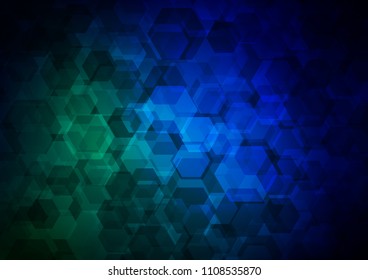 Dark Blue, Green vector polygon abstract template. Shining illustration, which consist of hexagons. The elegant pattern can be used as part of a brand book.