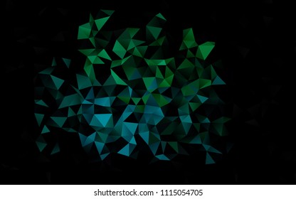 Dark Blue, Green vector polygon abstract background. Triangular geometric sample with gradient.  The completely new template can be used for your brand book.