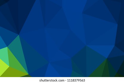 Dark Blue, Green vector polygon abstract backdrop. Creative geometric illustration in Origami style with gradient. Completely new template for your banner.