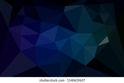 Dark Blue, Green vector polygon abstract background with a heart in a centre. Colorful illustration with gradient. Triangular pattern for your design.