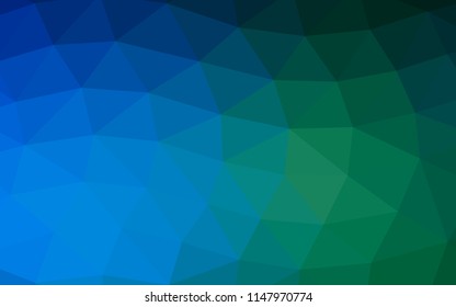 Dark Blue, Green vector polygon abstract polygon abstract. Shining illustration, which consist of triangles. The textured pattern can be used for background.