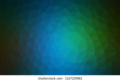 Dark Blue, Green vector polygon abstract backdrop. Shining colorful illustration with triangles. Best triangular design for your business.