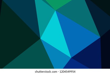 Dark Blue, Green vector polygon abstract backdrop. Shining polygonal illustration, which consist of triangles. Completely new template for your banner.