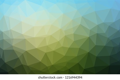 Dark Blue, Green vector polygon abstract background. Triangular geometric sample with gradient.  A completely new template for your business design.