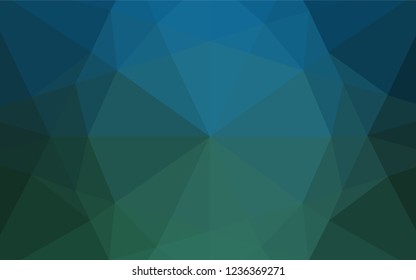 Dark Blue, Green vector polygon abstract background. Triangular geometric sample with gradient.  The polygonal design can be used for your web site.