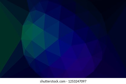 Dark Blue, Green vector polygon abstract backdrop with a gem in a centre. Illustration in Origami style with gradient. Pattern for a brand book's backdrop.