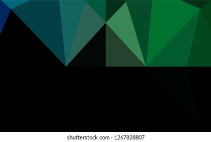 Dark Blue, Green vector polygon abstract background. Triangular geometric sample with gradient.  The template can be used as a background for cell phones.