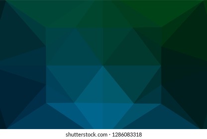 Dark Blue, Green vector polygon abstract background. A vague abstract illustration with gradient. A completely new design for your business.