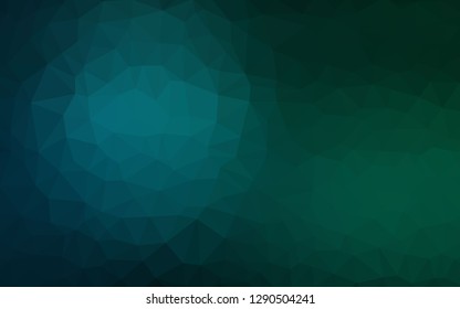 Dark Blue, Green vector polygon abstract layout. Shining polygonal illustration, which consist of triangles. A completely new design for your leaflet.
