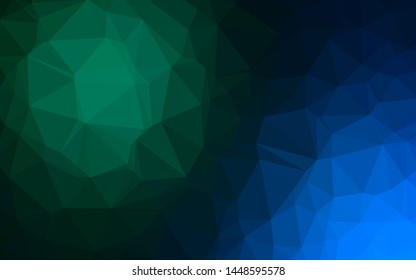 Dark Blue, Green vector polygon abstract background. A completely new color illustration in a vague style. Triangular pattern for your business design.