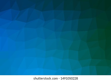 Dark Blue, Green vector polygon abstract backdrop. Glitter abstract illustration with an elegant design. Triangular pattern for your business design.