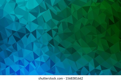 Dark Blue, Green vector polygon abstract backdrop. Colorful illustration in Origami style with gradient.  Brand new style for your business design.