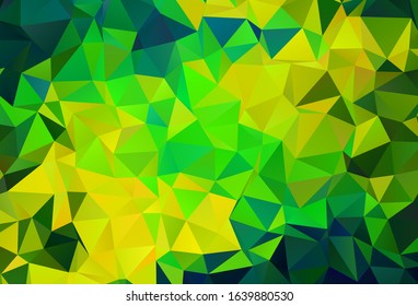 Dark Blue, Green vector polygon abstract backdrop. Triangular geometric sample with gradient.  A new texture for your web site.