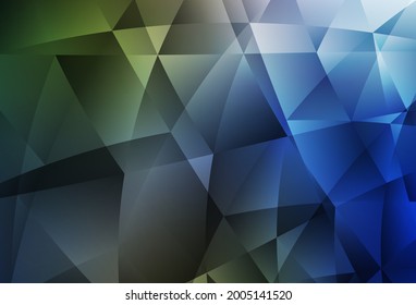 Dark Blue, Green vector polygon abstract layout. Triangular geometric sample with gradient.  Polygonal design for your web site.