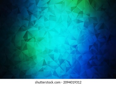 Dark Blue, Green vector polygon abstract backdrop. Elegant bright polygonal illustration with gradient. Best triangular design for your business.