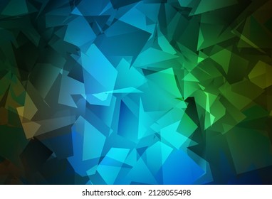 Dark Blue, Green vector polygon abstract background. Creative illustration in halftone style with triangles. Template for cell phone's backgrounds.