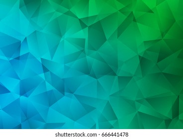 Dark Blue, Green vector polygon abstract template. Shining illustration, which consist of triangles. A completely new design for your business.