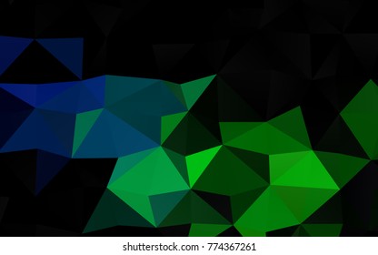 Dark Blue, Green vector polygon abstract background. Modern geometrical abstract illustration with gradient. The best triangular design for your business.
