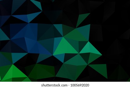 Dark Blue, Green vector polygonal pattern. Glitter abstract illustration with an elegant design. The polygonal design can be used for your web site.