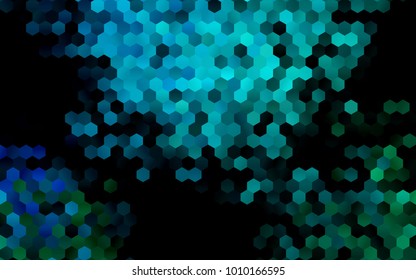 Dark Blue, Green vector polygonal illustration, which consist of hexagons. Hexagonal pattern for your business design. Geometric background in Origami style with gradient. 