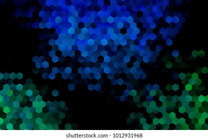 Dark Blue, Green vector polygonal illustration, which consist of hexagons. Hexagonal pattern for your business design. Geometric background in Origami style with gradient. 