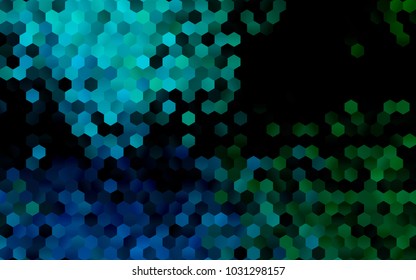Dark Blue, Green vector polygonal illustration, which consist of hexagons. Hexagonal pattern for your business design. Geometric background in Origami style with gradient. 