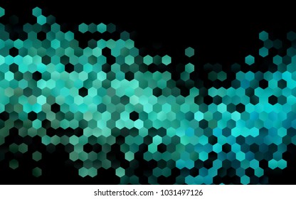 Dark Blue, Green vector polygonal illustration, which consist of hexagons. Hexagonal pattern for your business design. Geometric background in Origami style with gradient. 