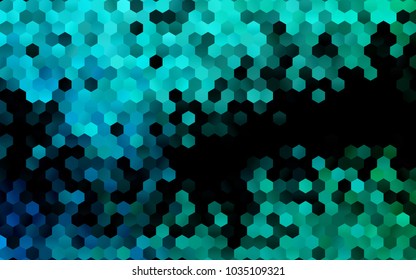 Dark Blue, Green vector polygonal illustration, which consist of hexagons. Hexagonal pattern for your business design. Geometric background in Origami style with gradient. 