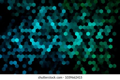 Dark Blue, Green vector polygonal illustration, which consist of hexagons. Hexagonal pattern for your business design. Geometric background in Origami style with gradient. 