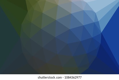 Dark Blue, Green vector polygonal background with a diamond. Triangular geometric sample with gradient.  Polygonal design for your web site.