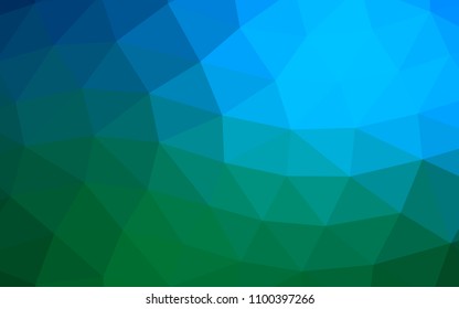 Dark Blue, Green vector polygonal polygonal. Geometric illustration in Origami style with gradient.  Triangular pattern for your business design.