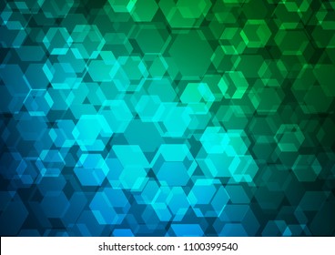 Dark Blue, Green vector polygonal background. Brand new colored illustration in blurry style with gradient. hexagonal pattern for your business design.